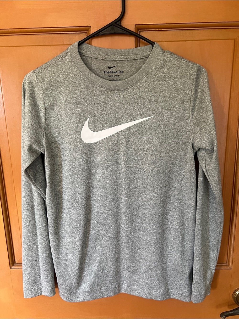 Nike Grey and White Long Sleeve Performance Tee